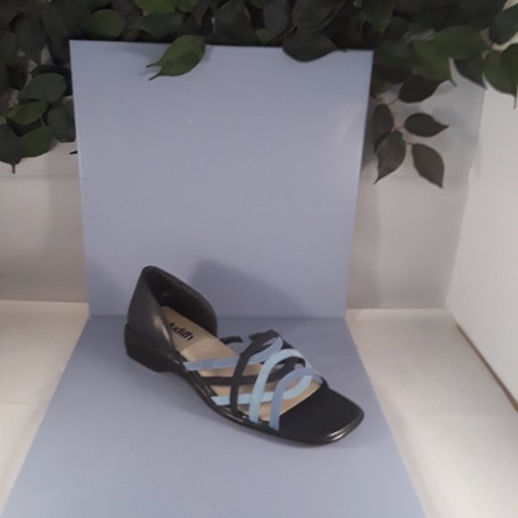 NEW Black/Blue Leather Sandal Shoe - Picture 2 of 6
